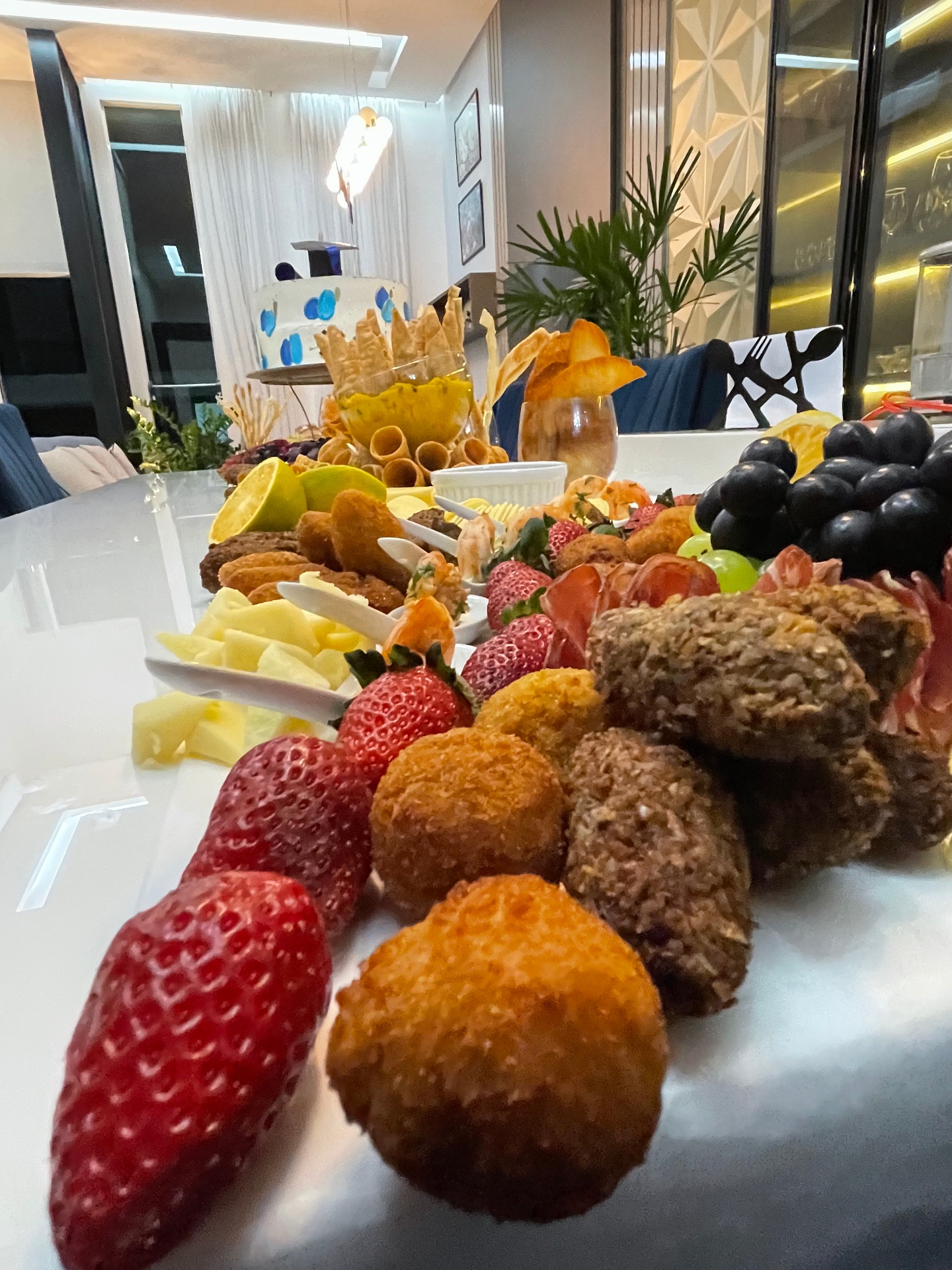 Detalhe da montagem do buffet