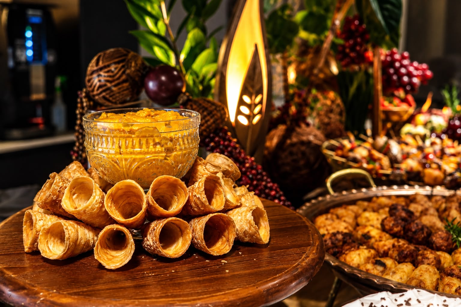 Cones crocantes com creme de milho
